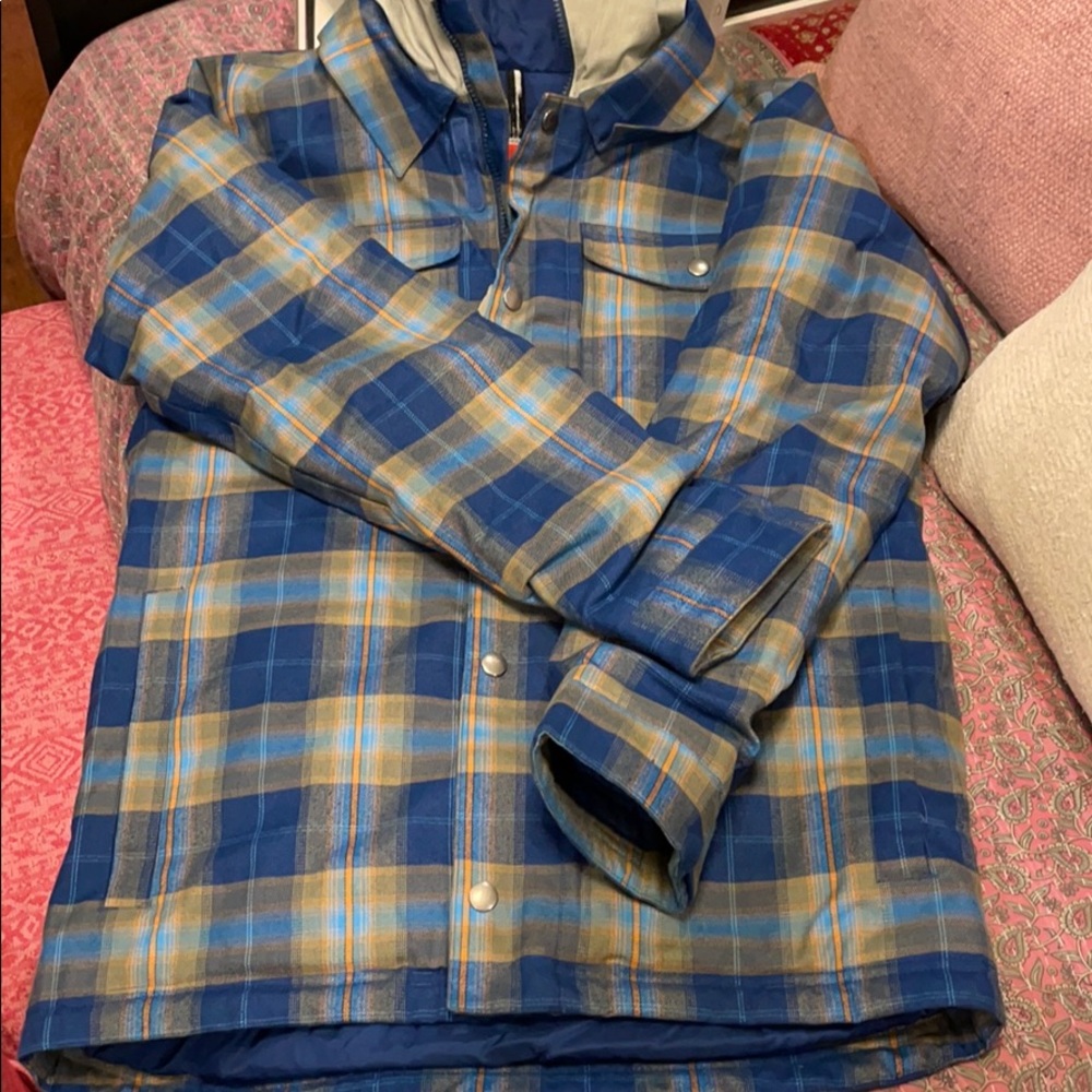 Burton Blue and Tan Plaid Kids Jacket